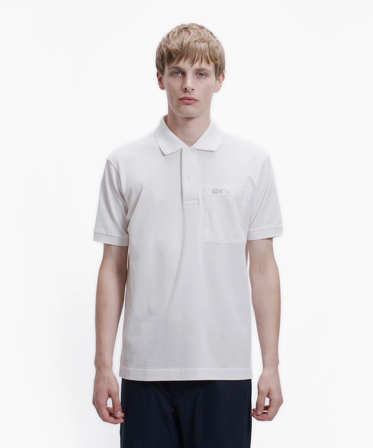 Мужская классическая футболка-поло с сетчатым карманом LACOSTE, Off White