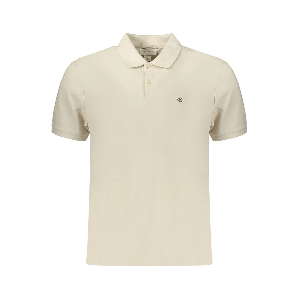 Мужское поло с коротким рукавом, классического кроя, Beige, Calvin Klein
