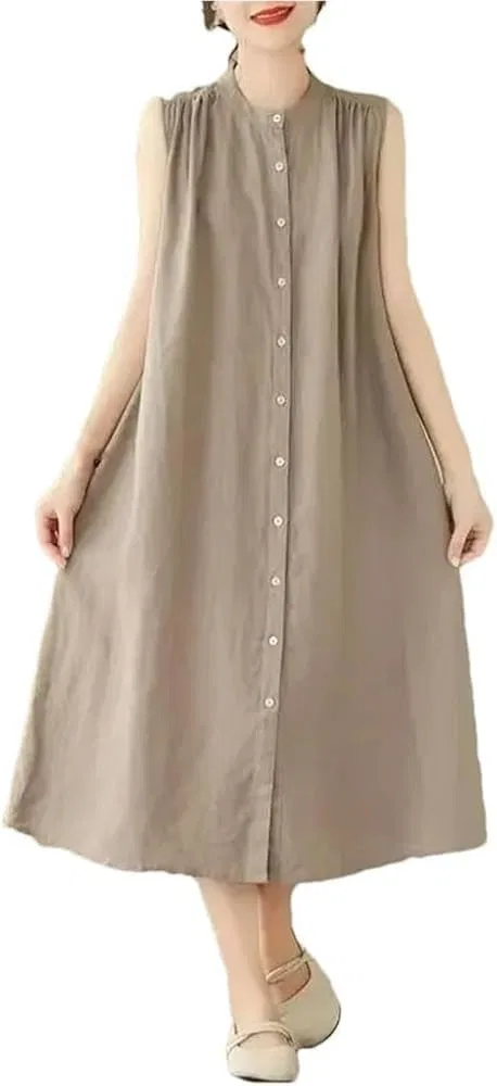 Женское повседневное платье макси O-Neck, Brass