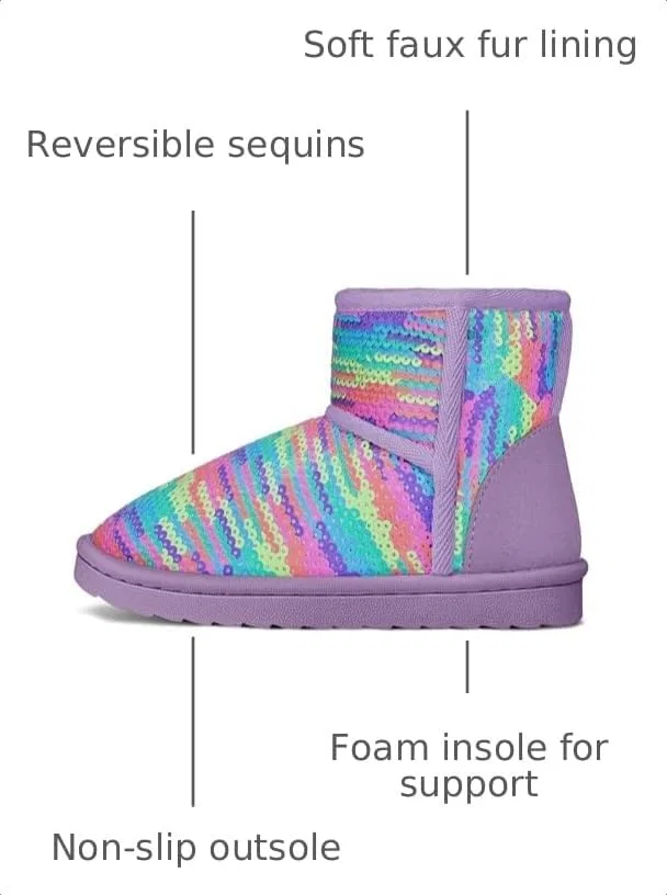 Детские зимние сапоги для девочек с блестками K KomForme, Rainbow — фото 3