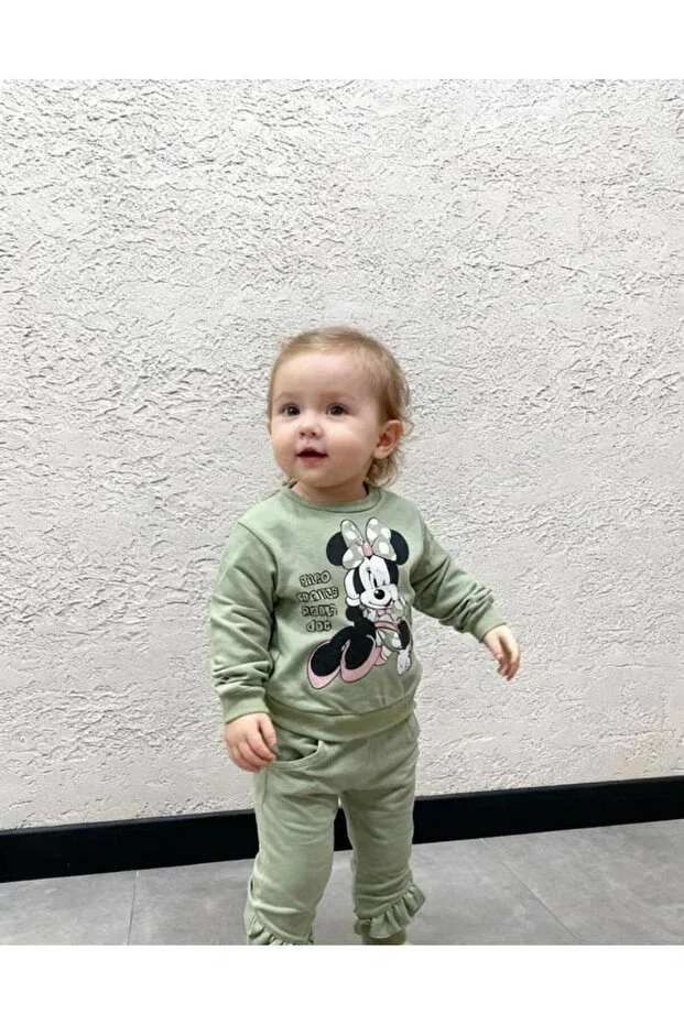 Детский комплект пижамы для девочек с принтом Mini Mouse Print Gocoland, Green — фото 2