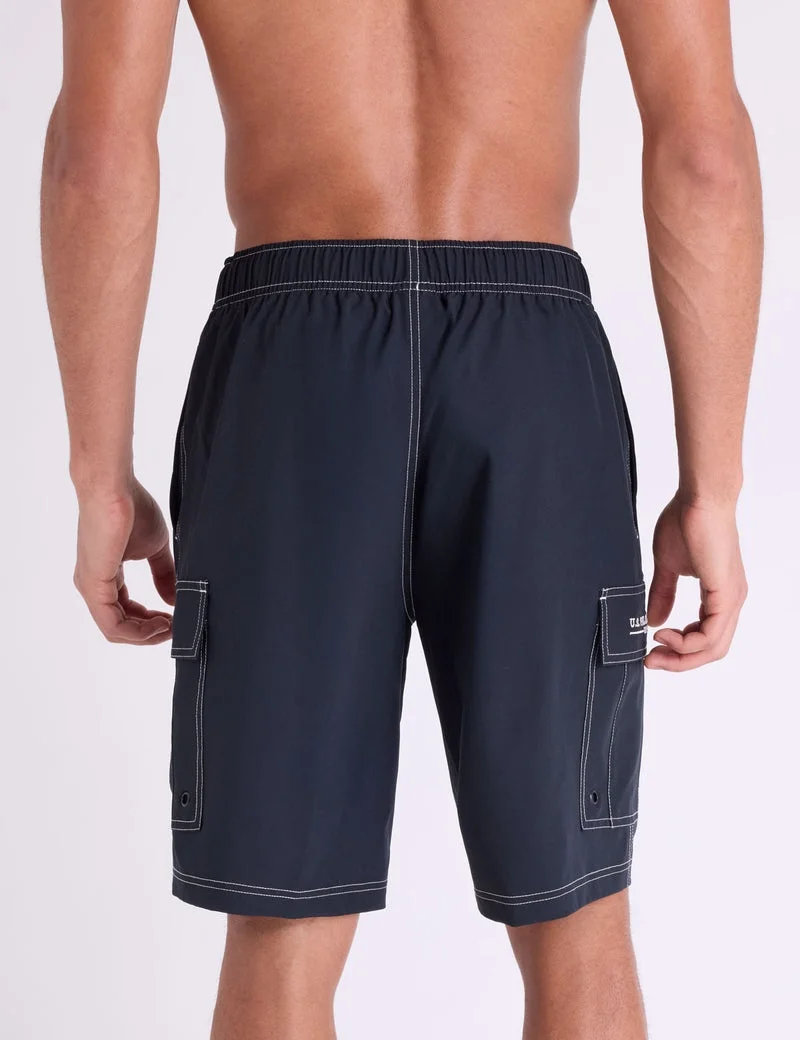 Мужские шорты для плавания U.S. Polo Assn. 10" Contrast Stitch Stretch Cargo, черный — фото 2