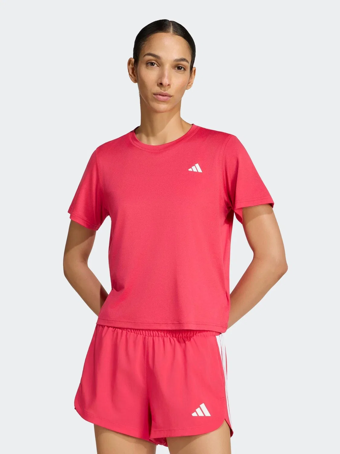 Футболка с круглым вырезом Workout Essentials adidas, темно-розовый