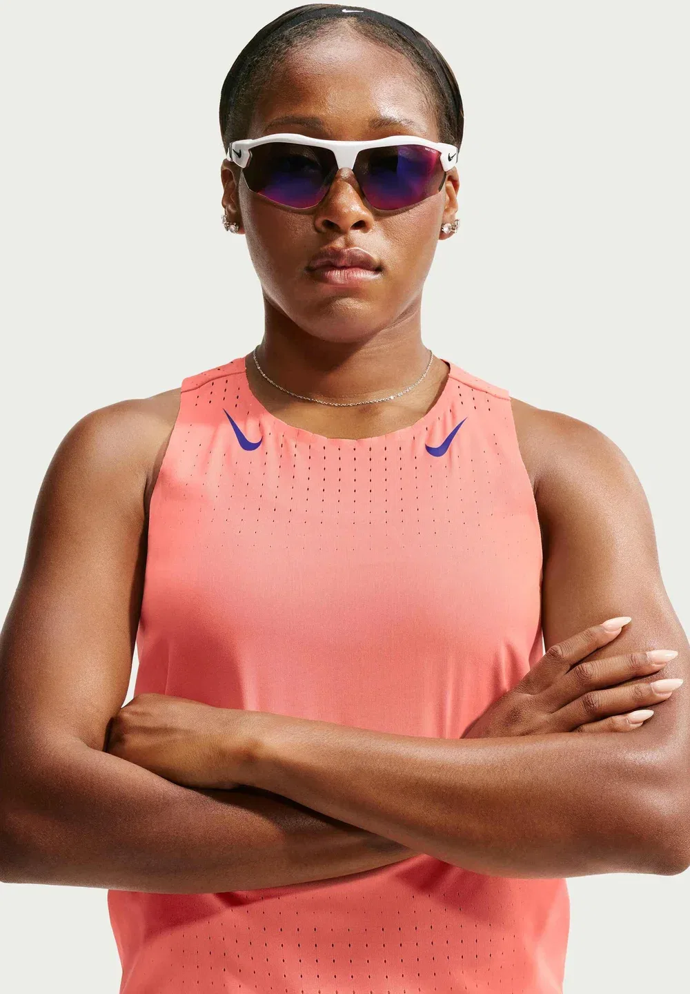 W nk arswft dfadv singlet - top Nike Performance, Atomic Pink/Old Royal — фото 4