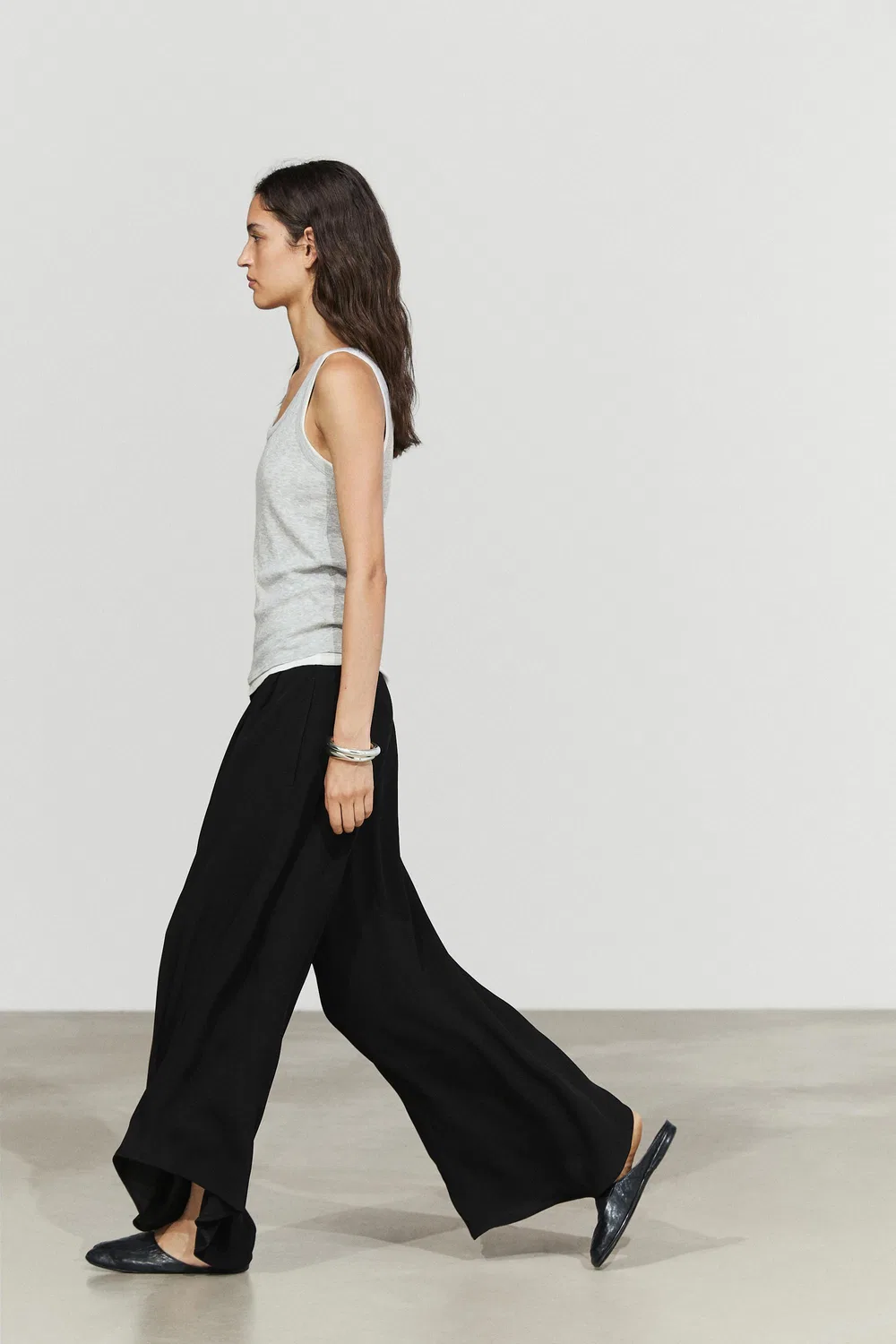 Брюки Massimo Dutti, широкие, объемные, черный — фото 3