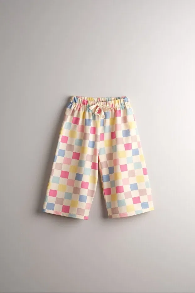Детские брюки для девочек свободного кроя Combed cotton modal 100% cotton loose fit girls' trousers Bondberro, Colorful Square