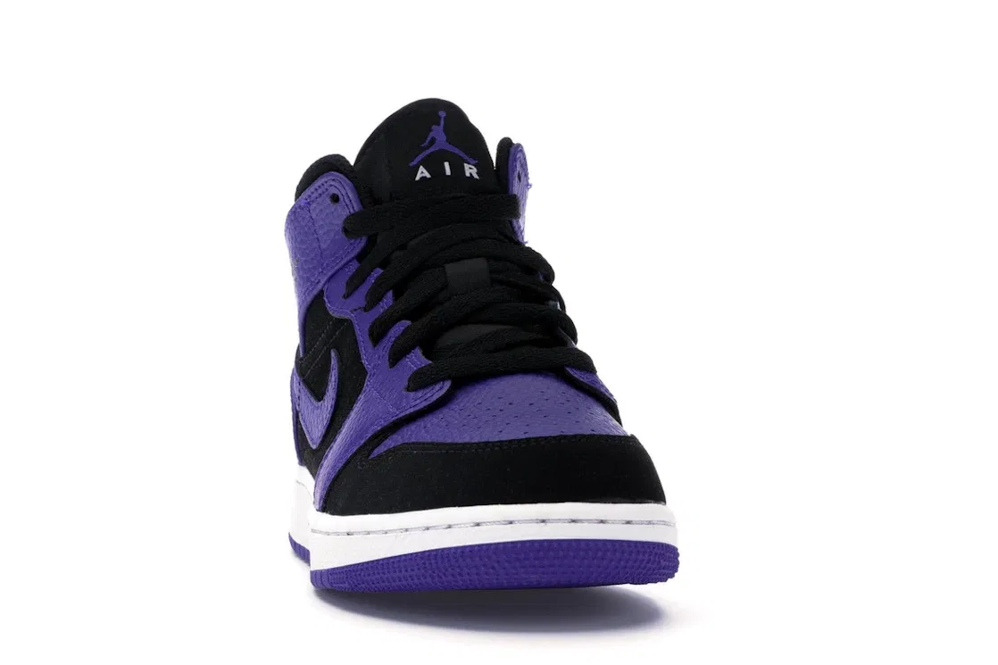 Детские кроссовки Lifestyle с кожаным верхом Jordan 1 Mid, Black/Dark Concord-White — фото 2