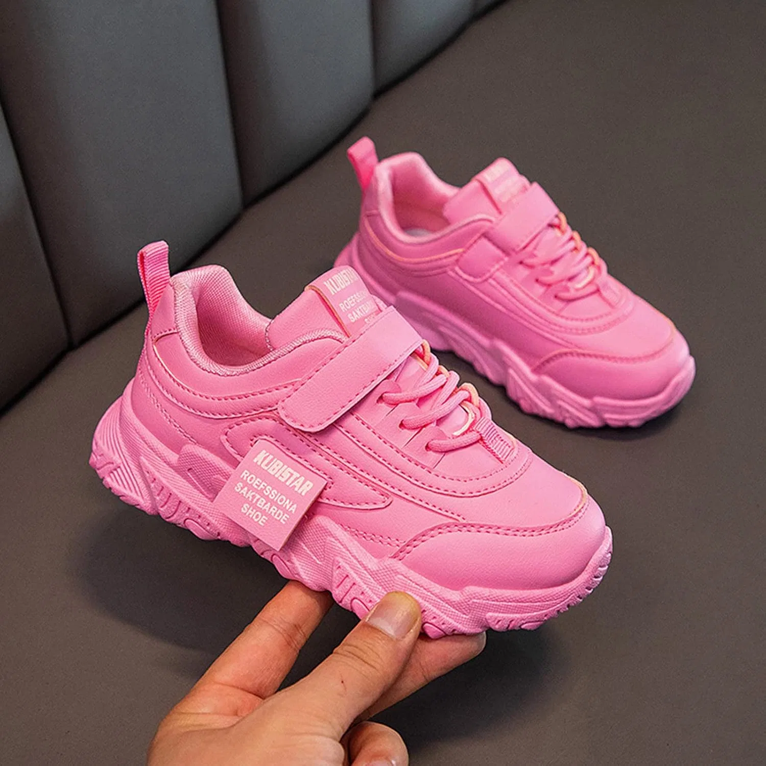Детские спортивные кроссовки для девочек на плоской подошве с принтом Fashion All Seasons, Hot Pink — фото 4