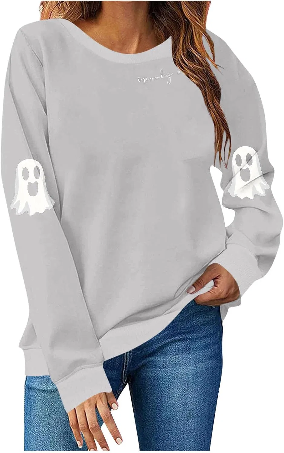 Женский свитшот с принтом привидения, Spooky Season, Bd Gray