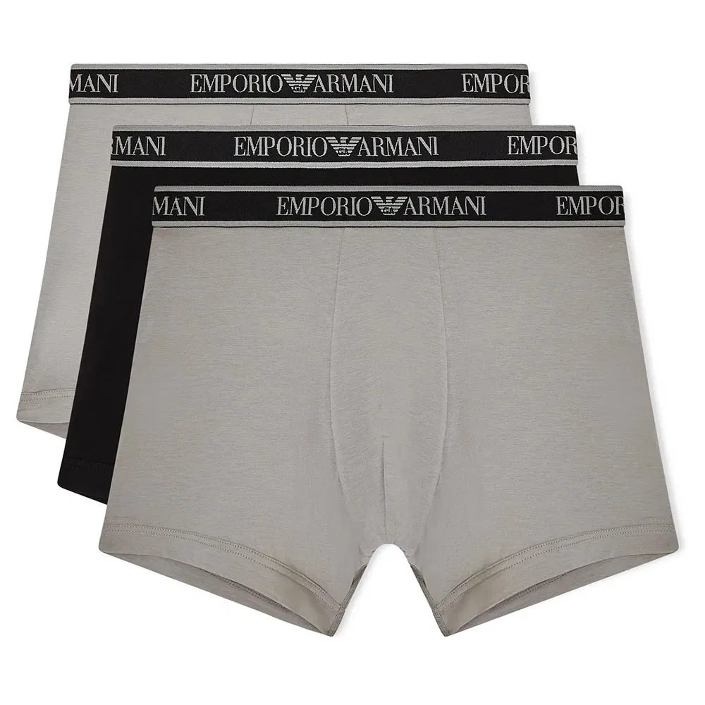 Мужские трусы-боксеры из хлопка с эластаном, 3 шт Emporio armani, Grey