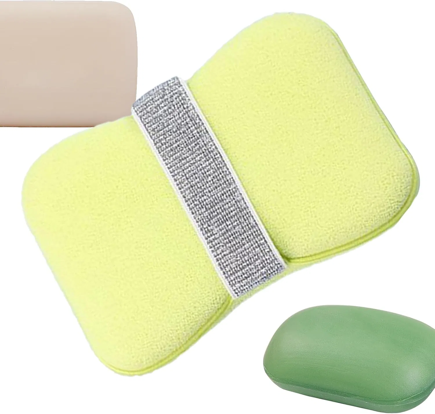 Мочалка для душа с мыльницей, Generisch, 12x8.5x2 см, Soft And Thin -Green