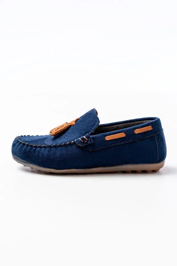 Детские лоферы для мальчиков с замшевой отделкой P Papuccum Ortopedi Çocuk Ayakkabıları, Navy Blue — фото 4
