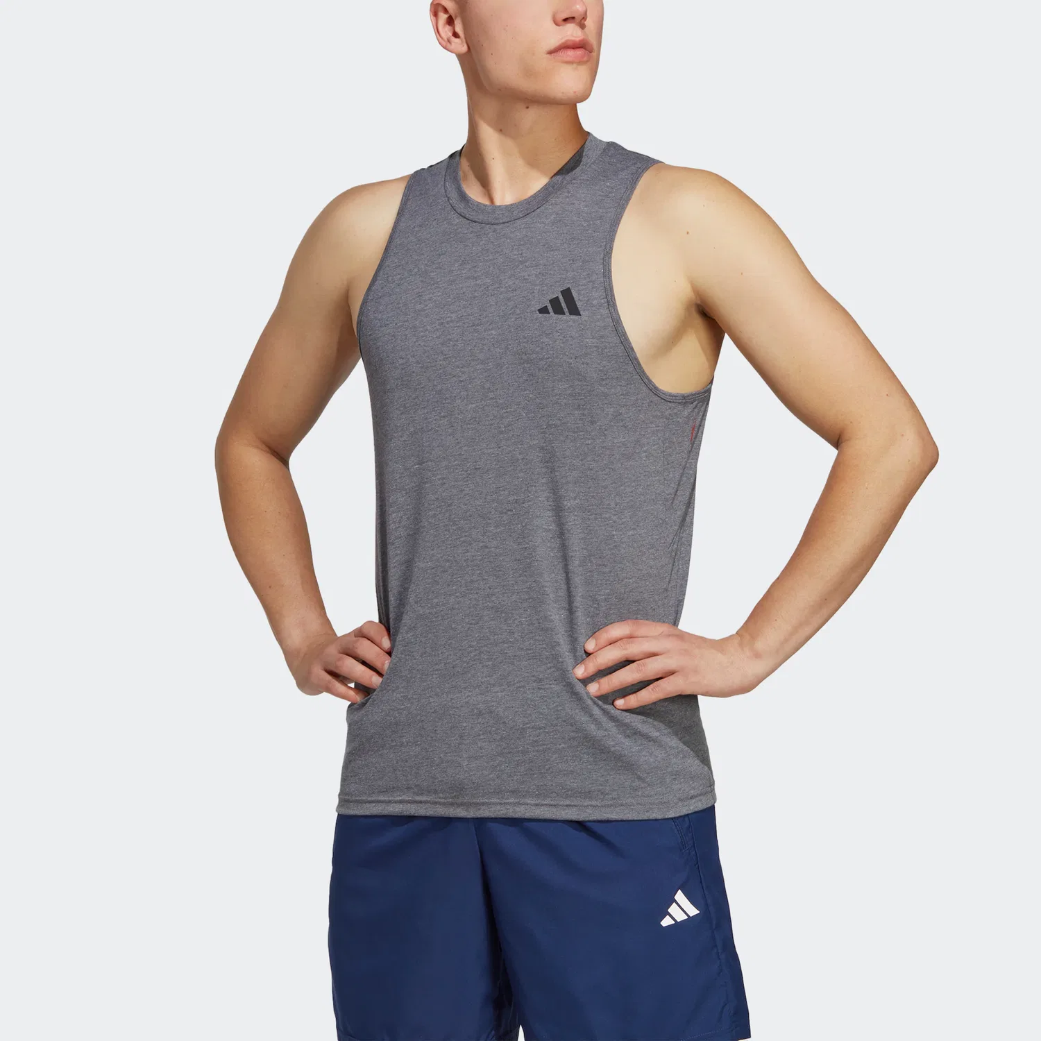 Мужской безрукавный тренировочный топ с технологией AEROREADY Adidas Performance, Dark Grey Heather/White/Black