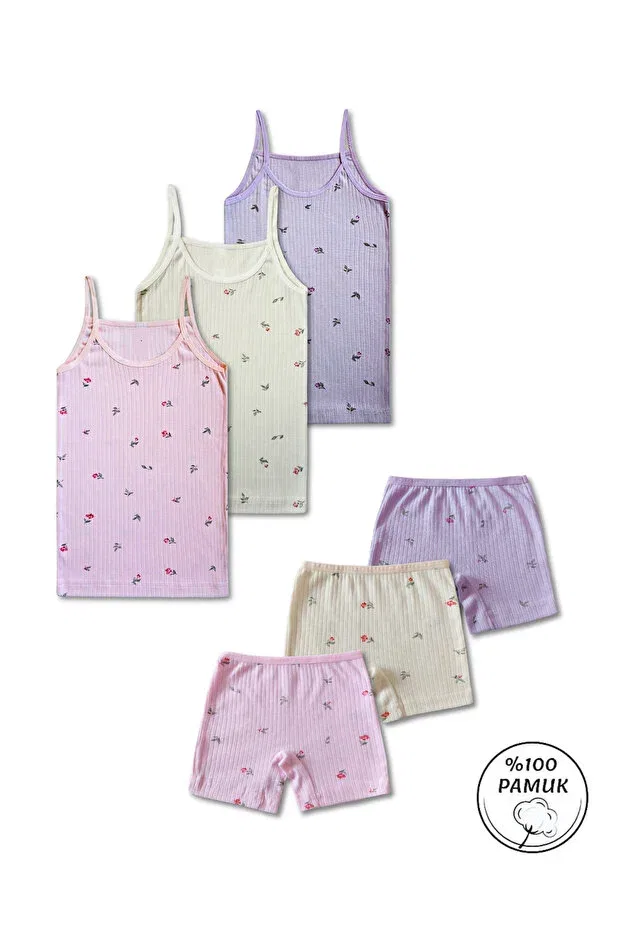 Детский комплект маек и трусов для девочек хлопковый Panfilia, Lilac-Cream