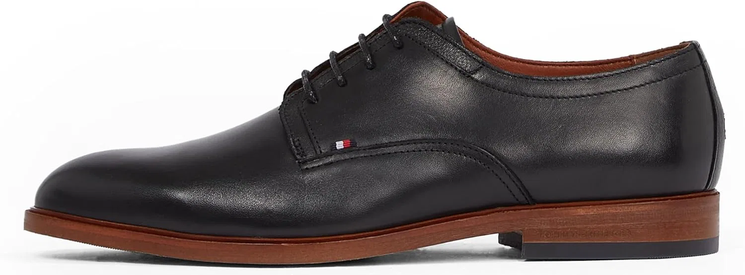 Мужские туфли-дерби Tommy Hilfiger Thunit из кожи с закругленным носком, Black