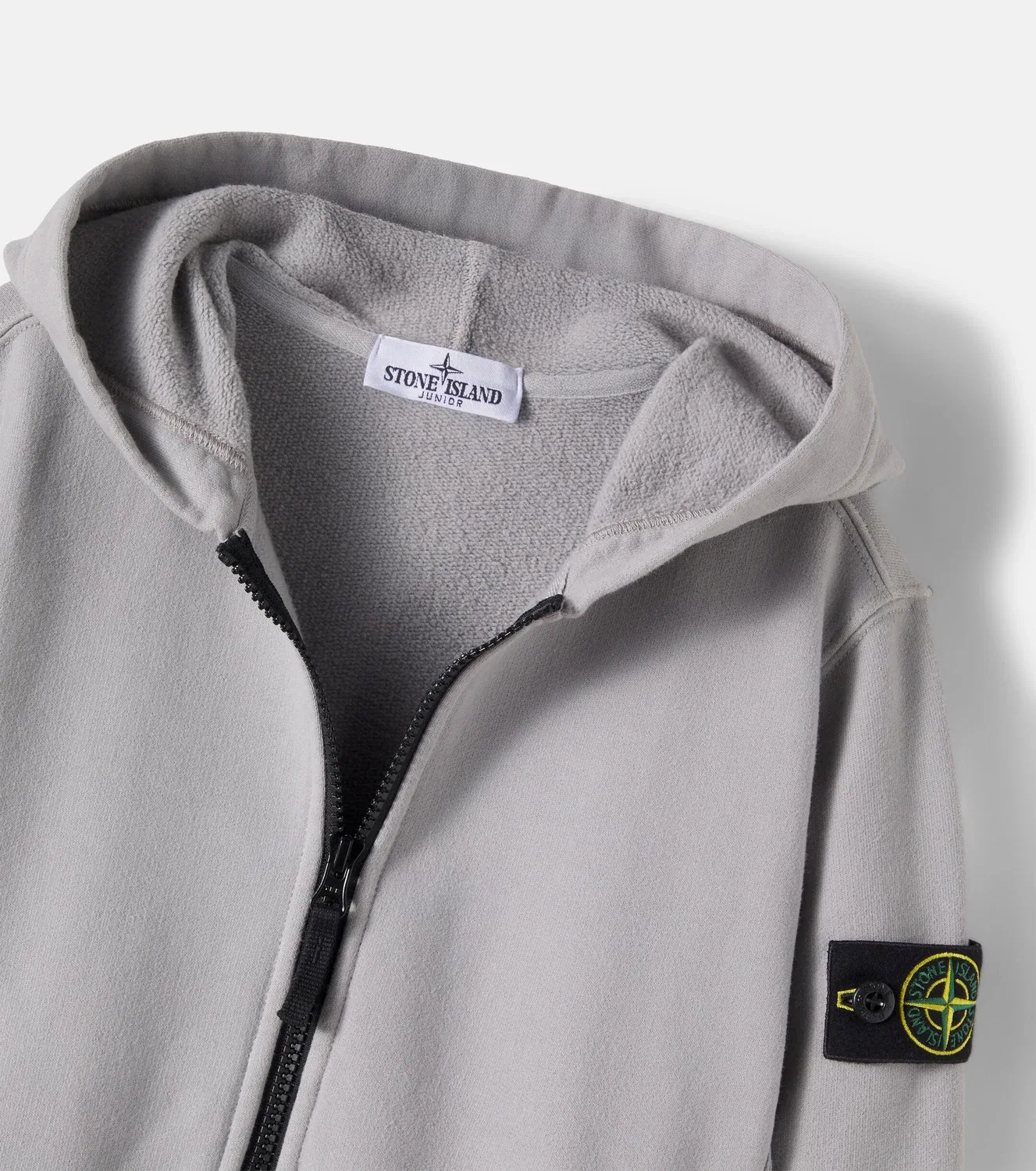 Худи с капюшоном и молнией Stone Island Junior, серый — фото 4