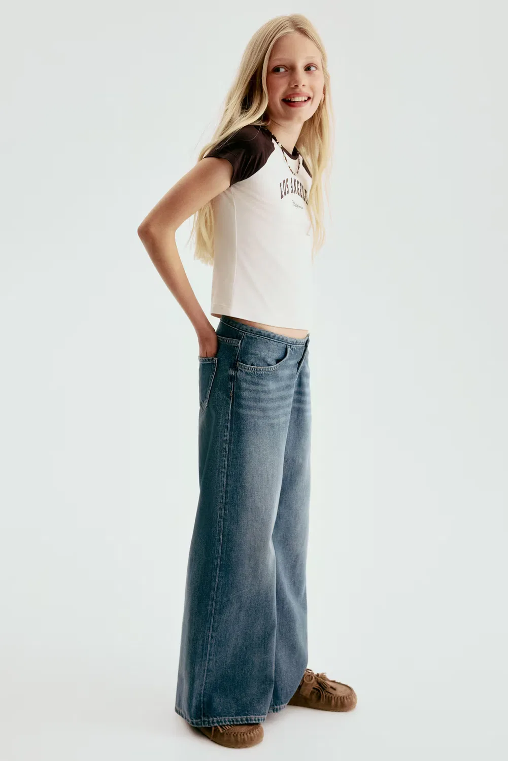 Джинсы с очень широкими штанинами и низкой посадкой H&M, Dunkles Denimblau — фото 3