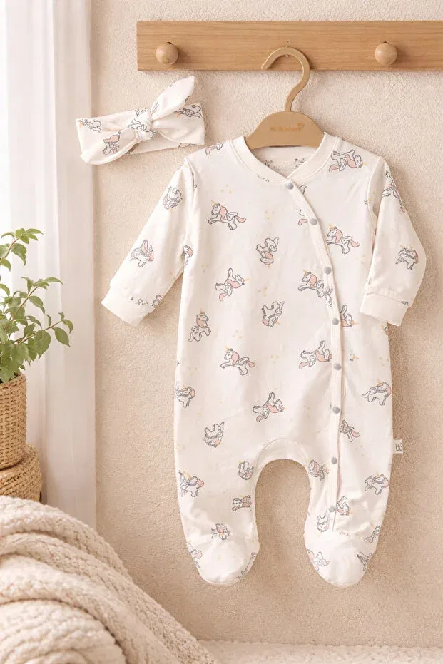 Детский ромпер с принтом Organic Unicorn Printed Bandana Atlas Baby House, White — фото 4