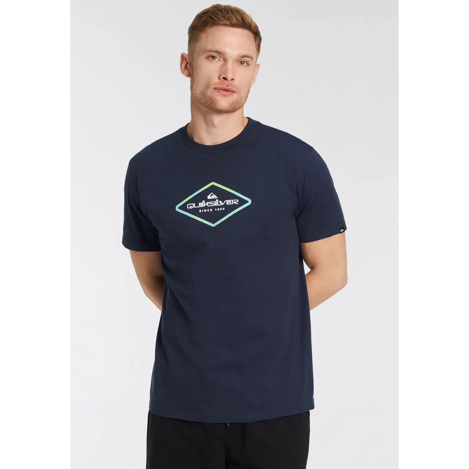 Детская хлопковая футболка с принтом Quiksilver, White/Navy — фото 2