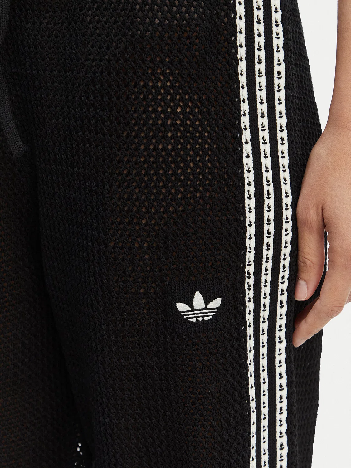 Женские трикотажные брюки стандартного кроя Knitted Crochet Firebird Adidas, черный — фото 4