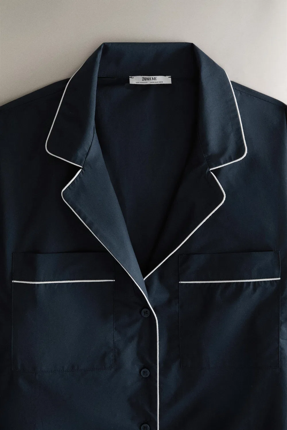 Хлопковая рубашка с кантом ZARA, Navy blue — фото 2