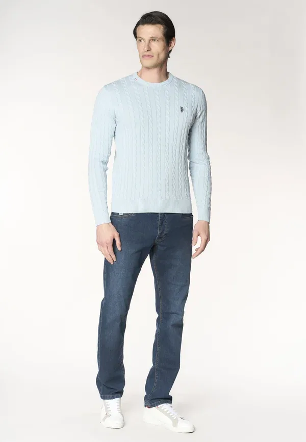 Джемпер с кабельным вязанием Jumper U.S. Polo Assn., blu, синий — фото 2