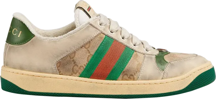 Кроссовки Gucci Wmns Screener Distressed Green Orange, кремовый