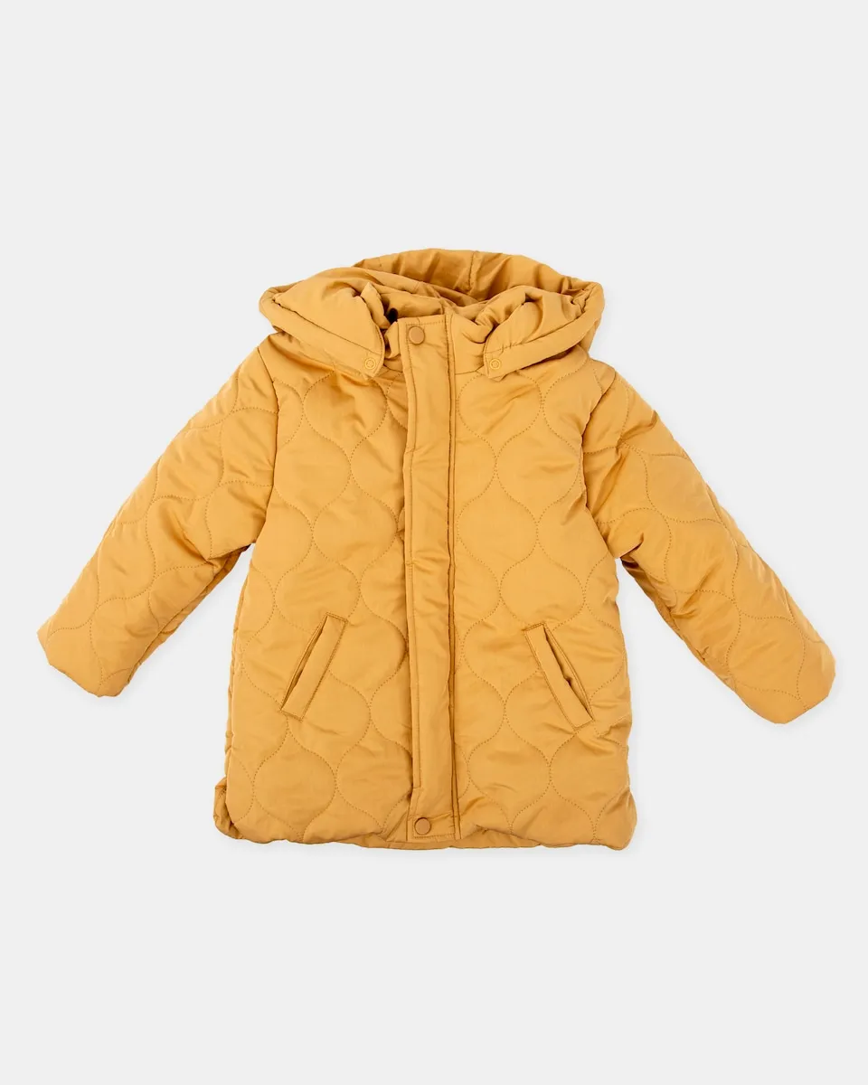 

Детский пуховик с капюшоном, съемный, горчичного цвета Tutto Piccolo