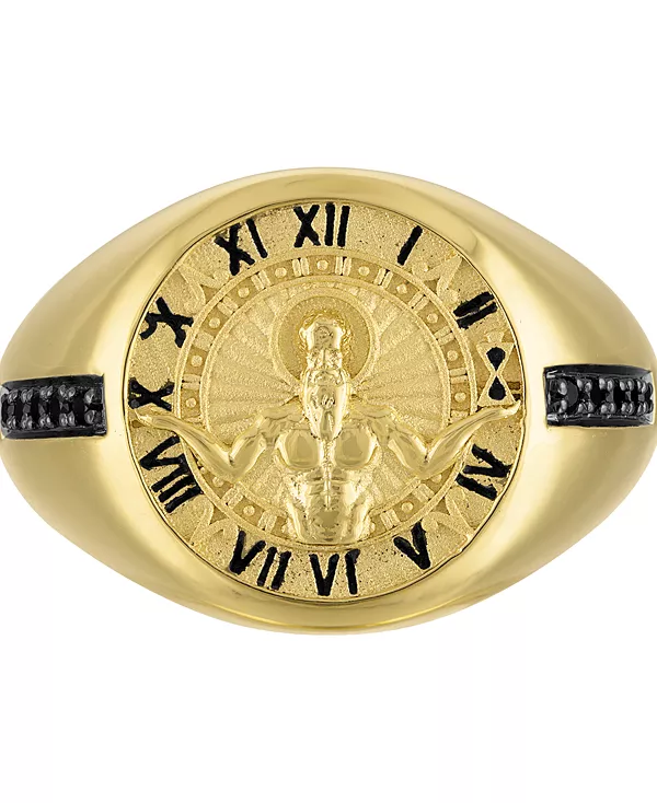 

Мужское кольцо «Бог времени» из стерлингового серебра золотистого оттенка Bulova, gold-tone