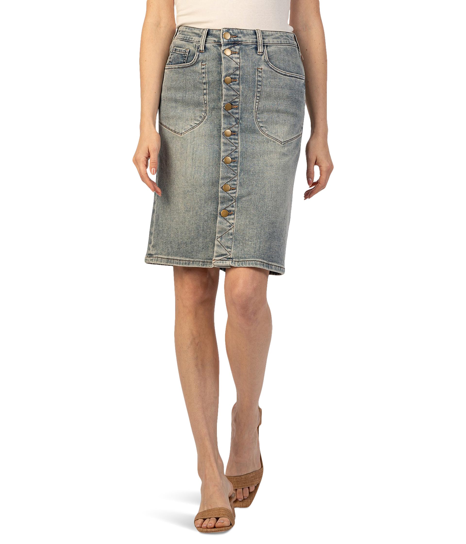 

Юбка KUT from the Kloth Rose Skirt Button Front Portchop Pocket, Helpful