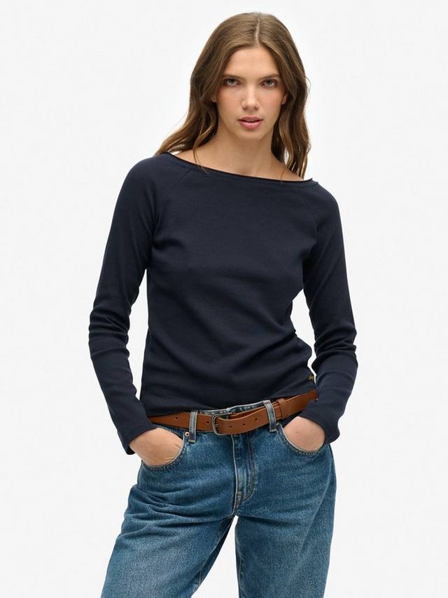 

Топ бордо с открытыми плечами Superdry, цвет Eclipse Navy