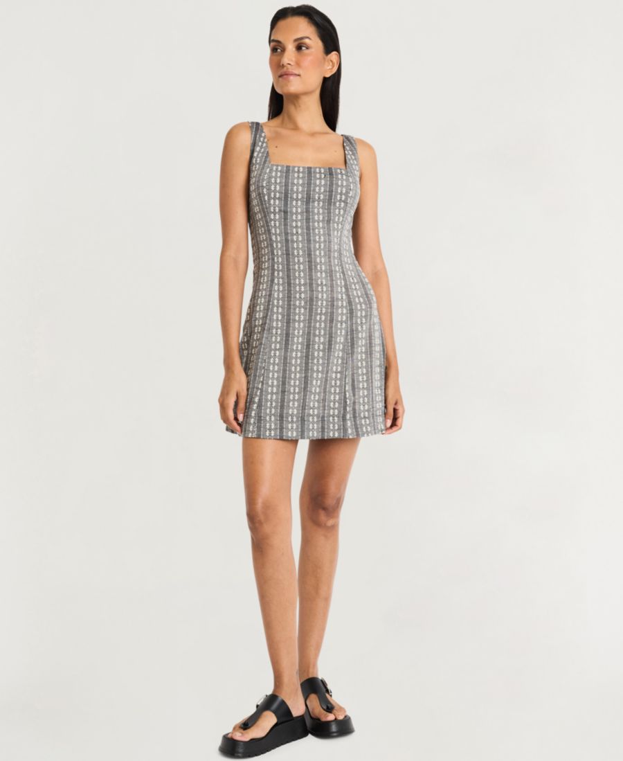 

Женское хлопковое платье А-силуэта с принтом The Good Journey, Ivory/blk