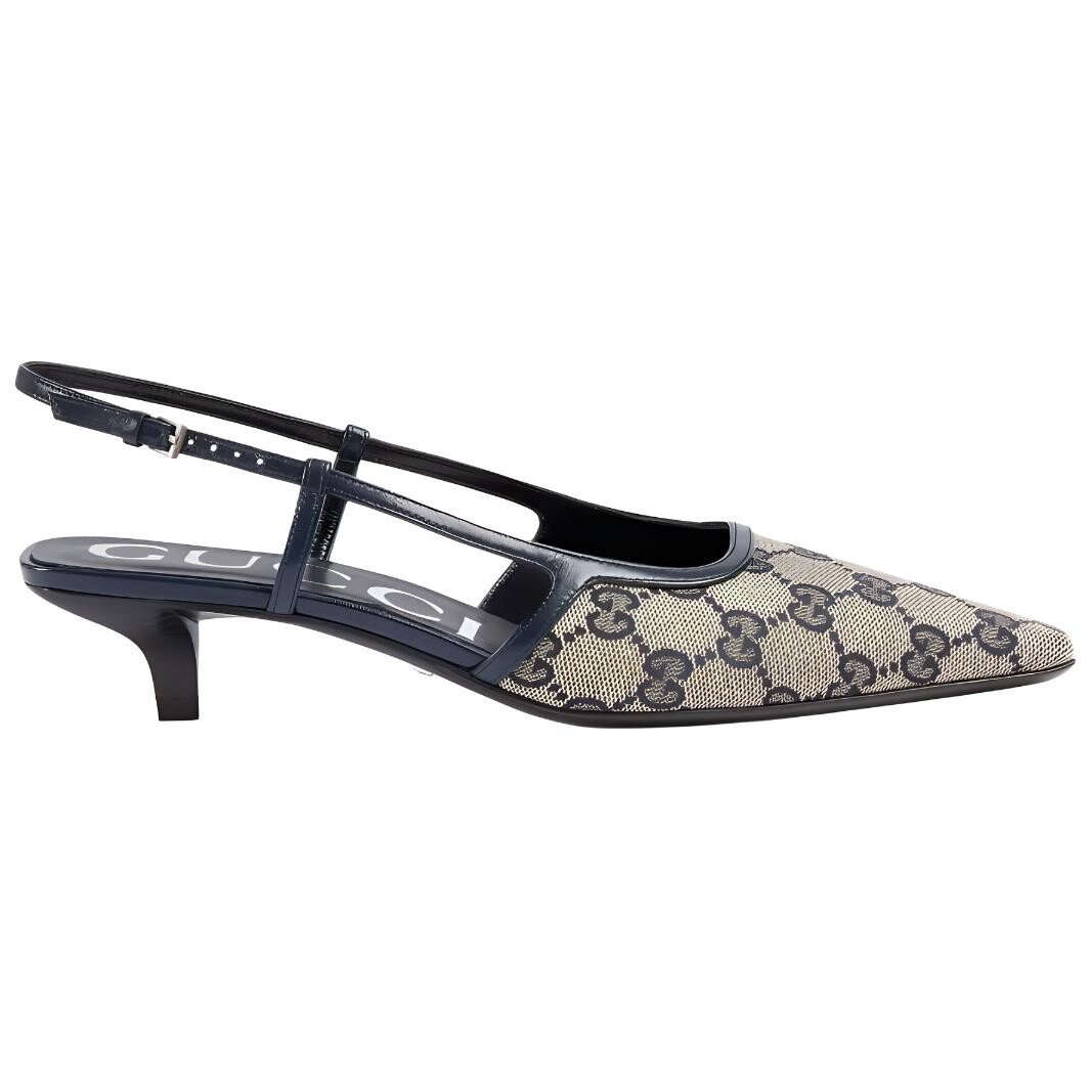 Туфли-лодочки Gucci Supreme Slingback, серый — фото 2