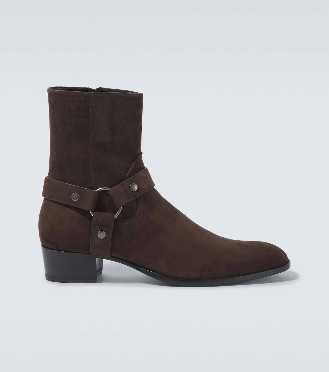 

Ботинки байкерские Wyatt Harness 40 из замши Saint Laurent, Dark Chocolat