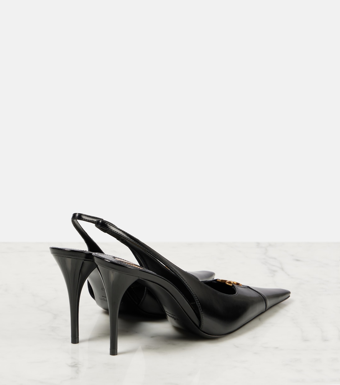 Babylone Breteuil 90 кожаные туфли-лодочки на ремешке Saint Laurent, Noir (Light Bronze) — фото 2