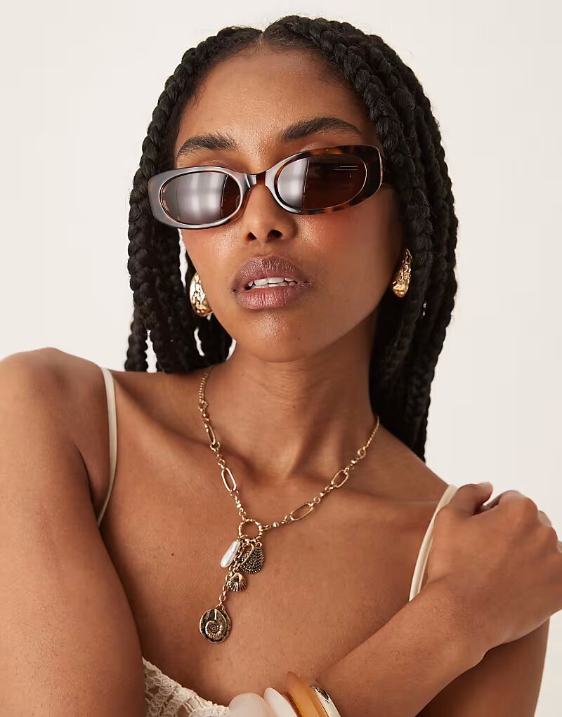 

Солнцезащитные очки Lu Goldie Cali в прямоугольной оправе в черепаховом цвете