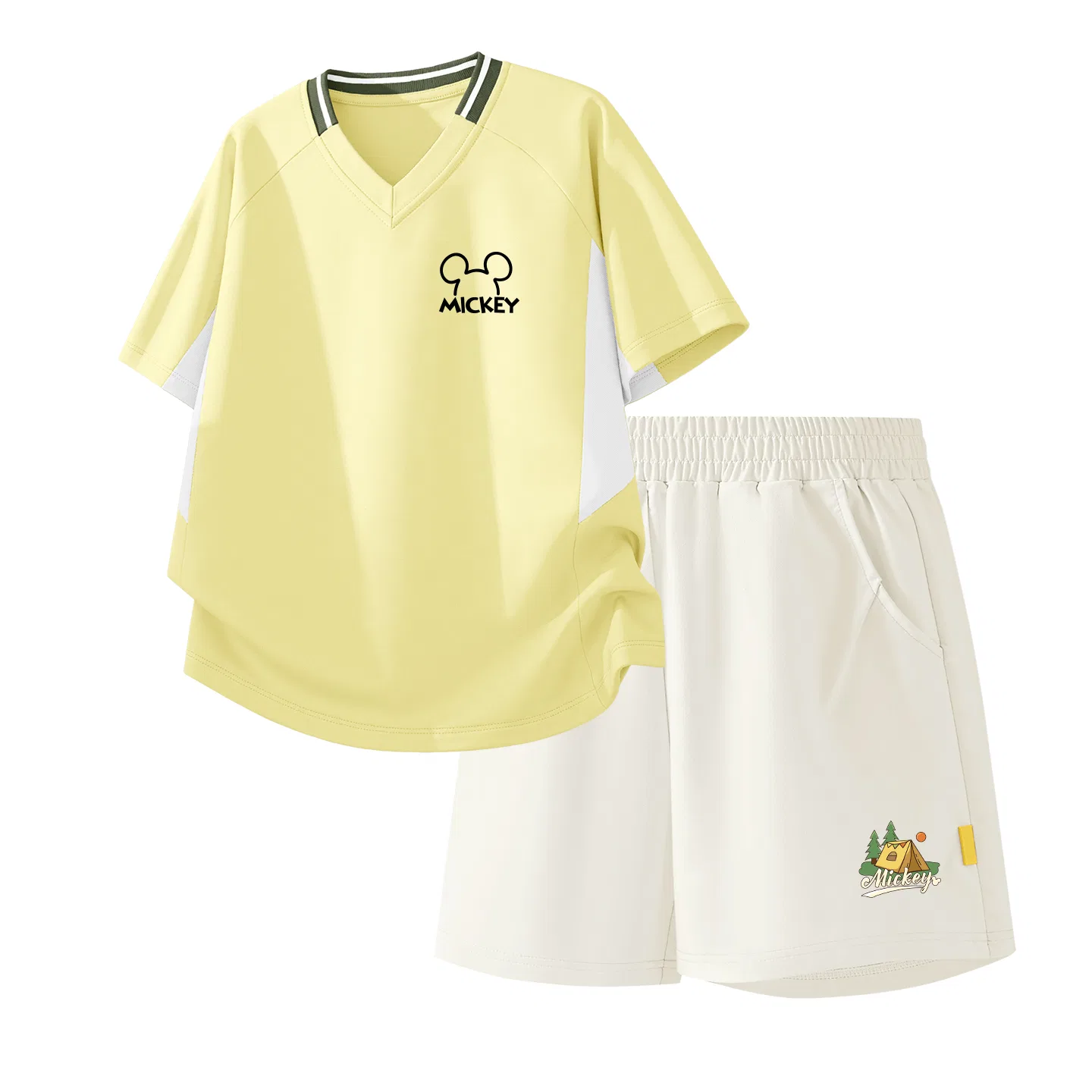 Детский спортивный костюм Casual Sportswear 2 Piece Set Disney, Thick Board H Line K Yellow+Di Tent K_Bottom Right Mist White