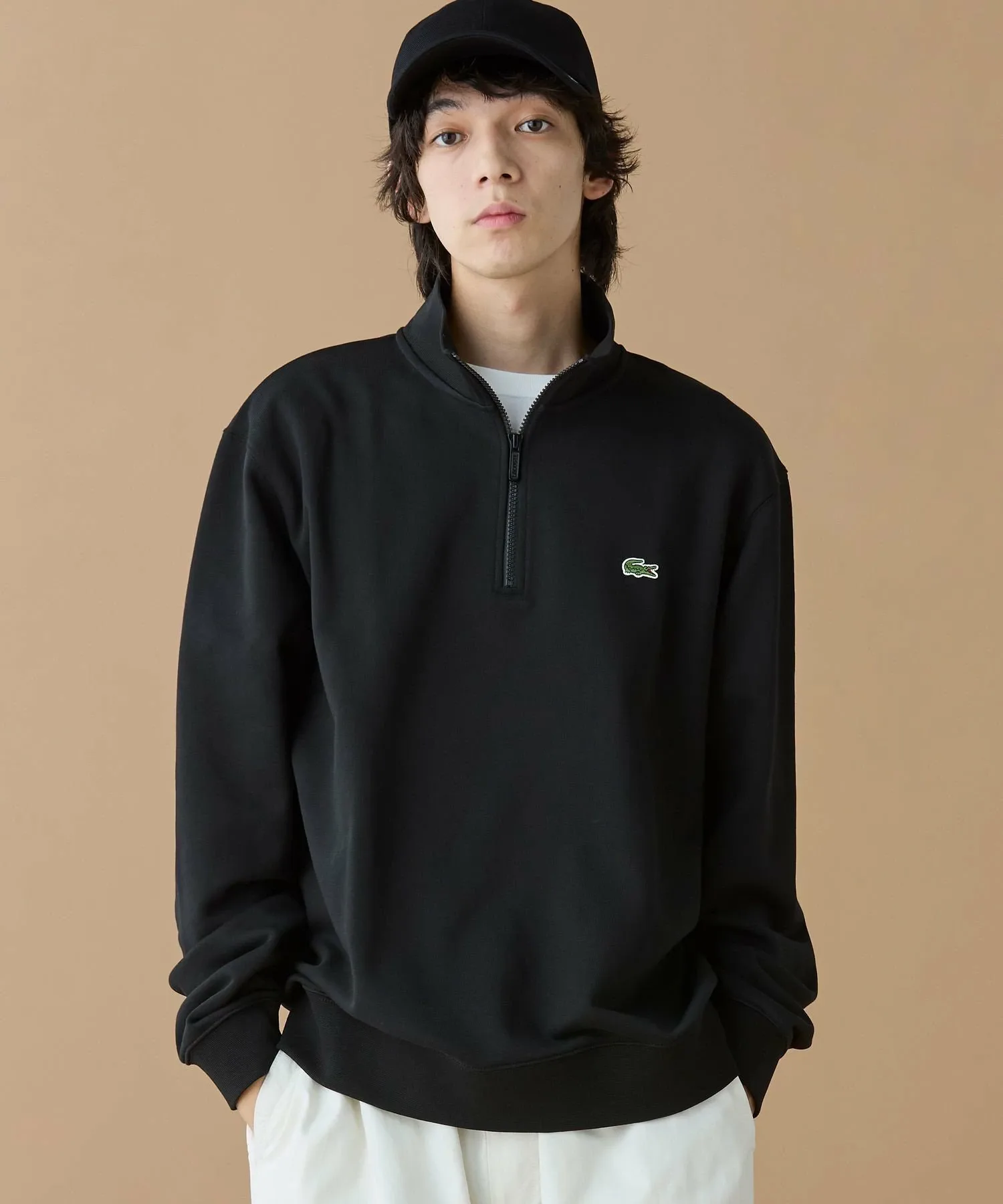 Толстовка с высоким воротником и застежкой-молнией до середины груди LACOSTE, Black — фото 3