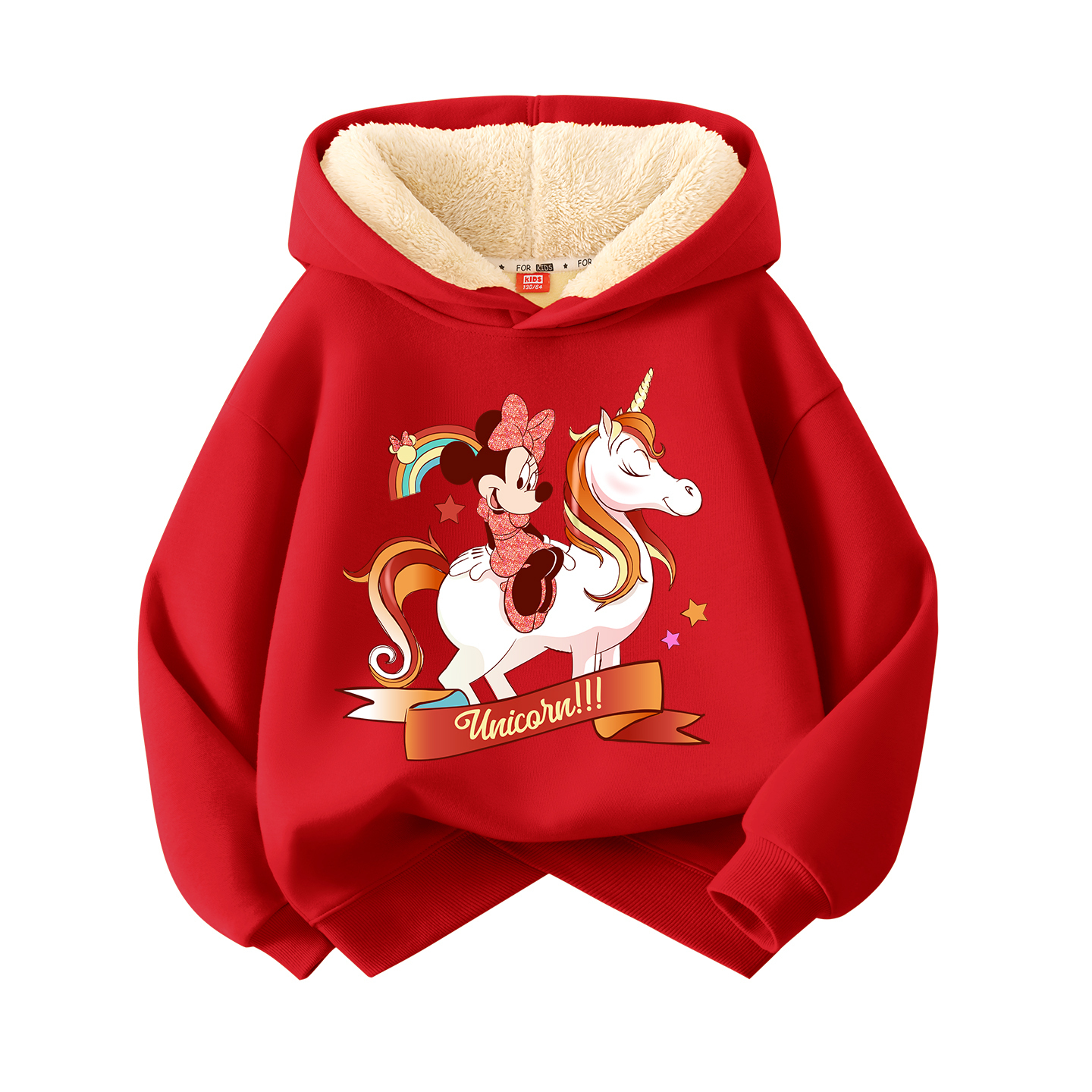 

Детская толстовка с капюшоном, утепленные и на флисовой подкладке Disney, [thickened and fleece-lined]didi mouse minnie красный