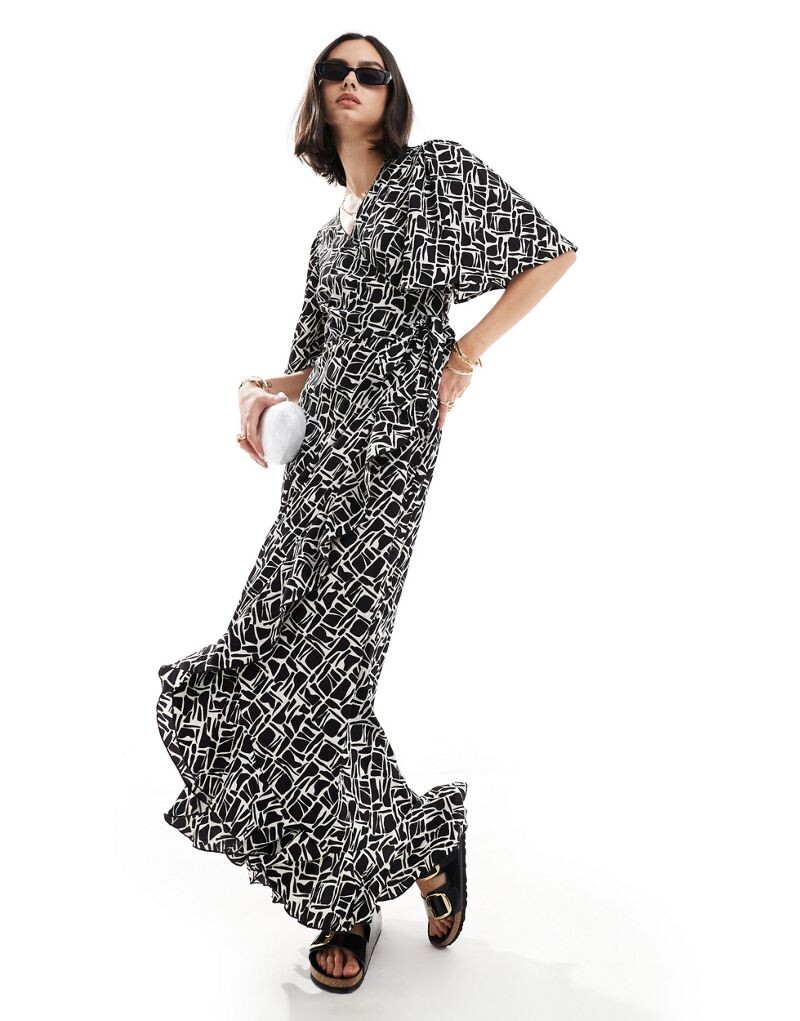 

Черное платье макси с запахом спереди Vero Moda