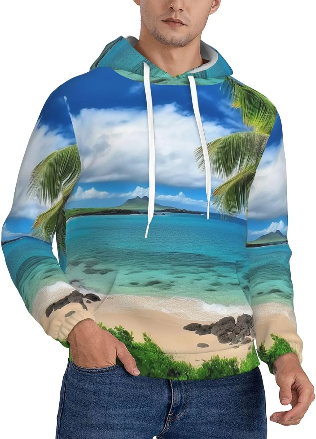 

Мужская флисовая толстовка с капюшоном Tropical Palm Tree FHEBNDS