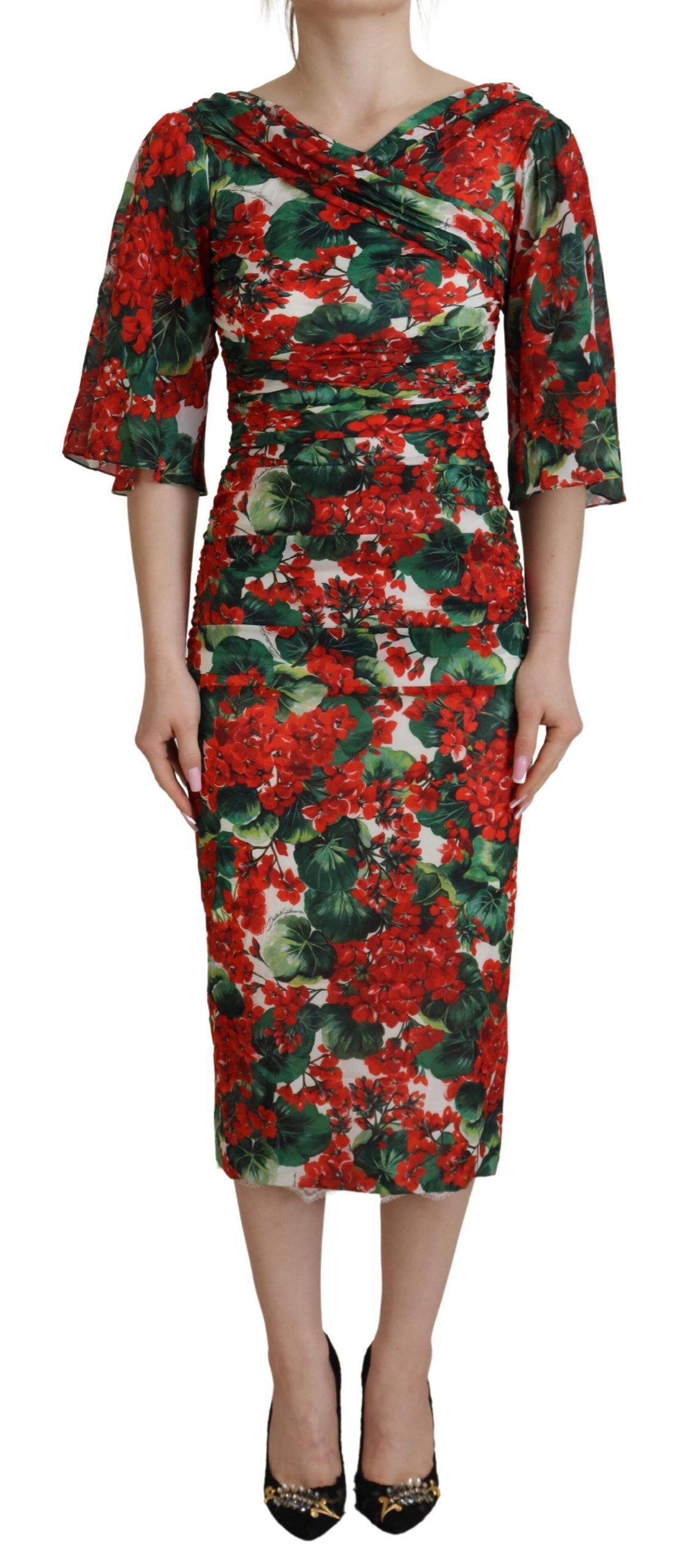 

Очаровательное платье-футляр с цветочным принтом Dolce & Gabbana, мультиколор