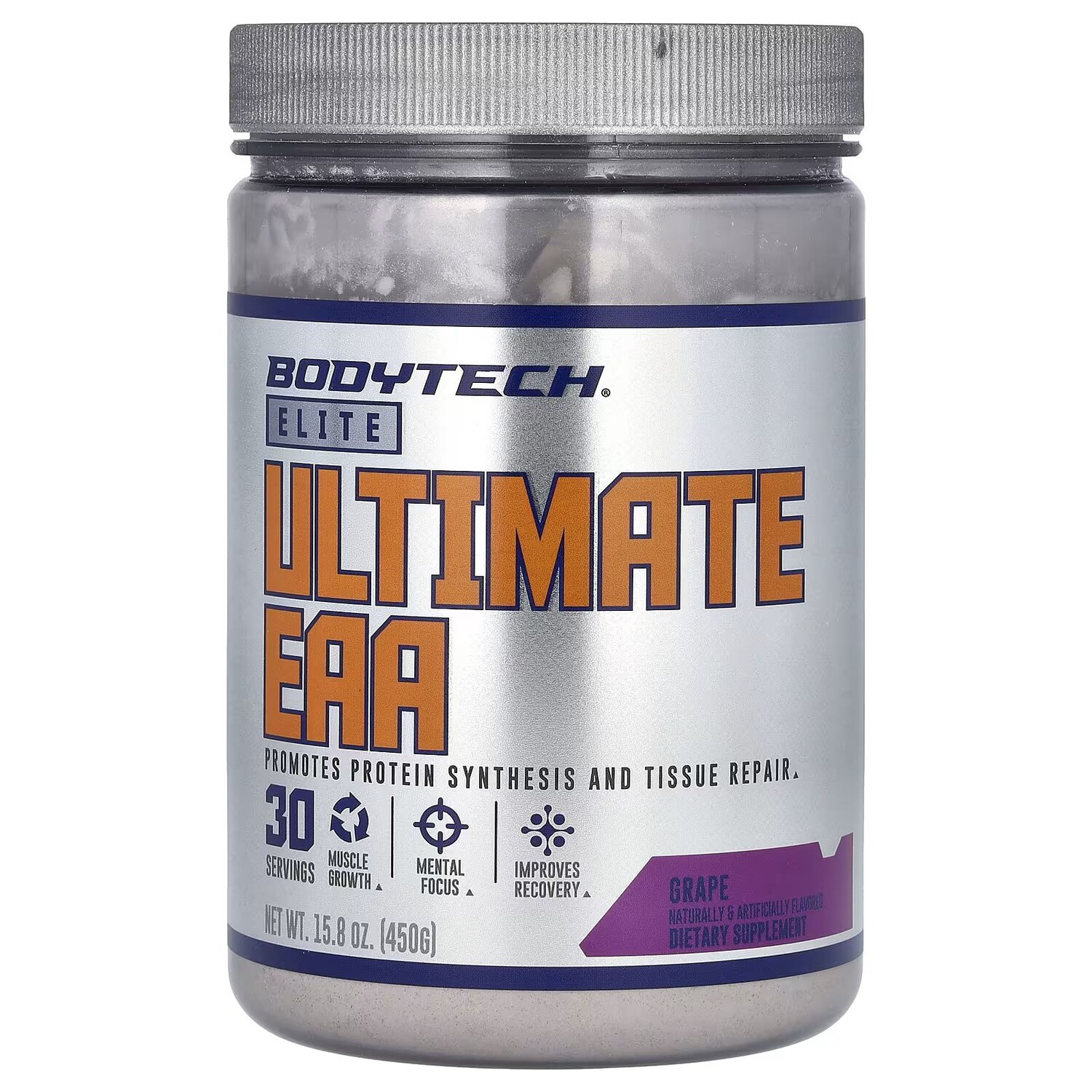 

Elite, Ultimate EAA, виноград, 15,8 унции (450 г) Bodytech