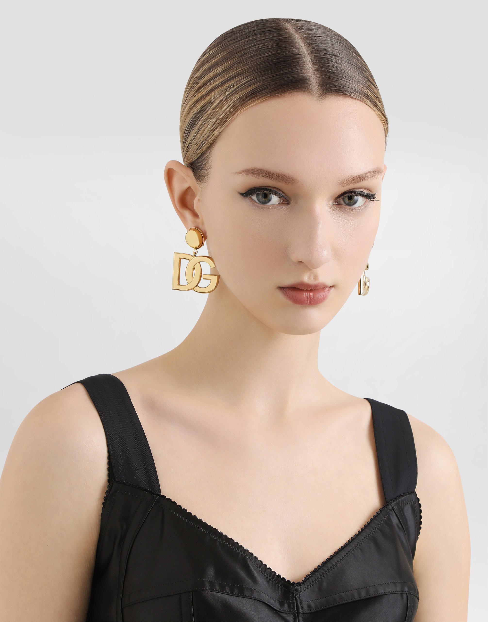 Серьги-клипсы с логотипом dg Dolce & Gabbana, золото — фото 2