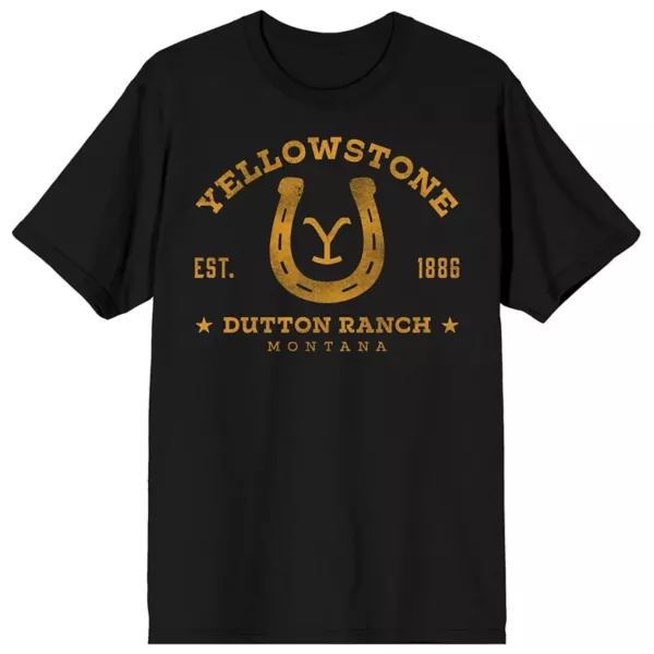 

Мужская футболка с коротким рукавом и логотипом Yellowstone в виде подковы Licensed Character, черный