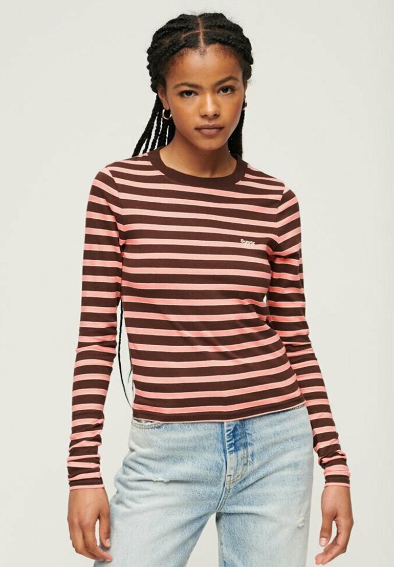 

Свитшот Superdry STRIPE LONG SLEEVE, цвет dark chocolate brown stripe