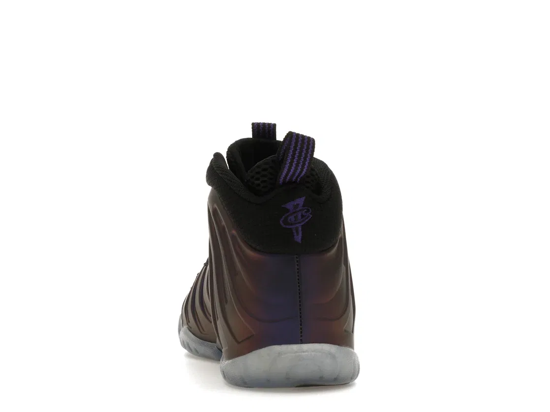 Детские кроссовки для мальчиков и девочек с верхом из нубука Air Nike Foamposite One Nike, Black/Varsity Purple-Varsity Purple — фото 4