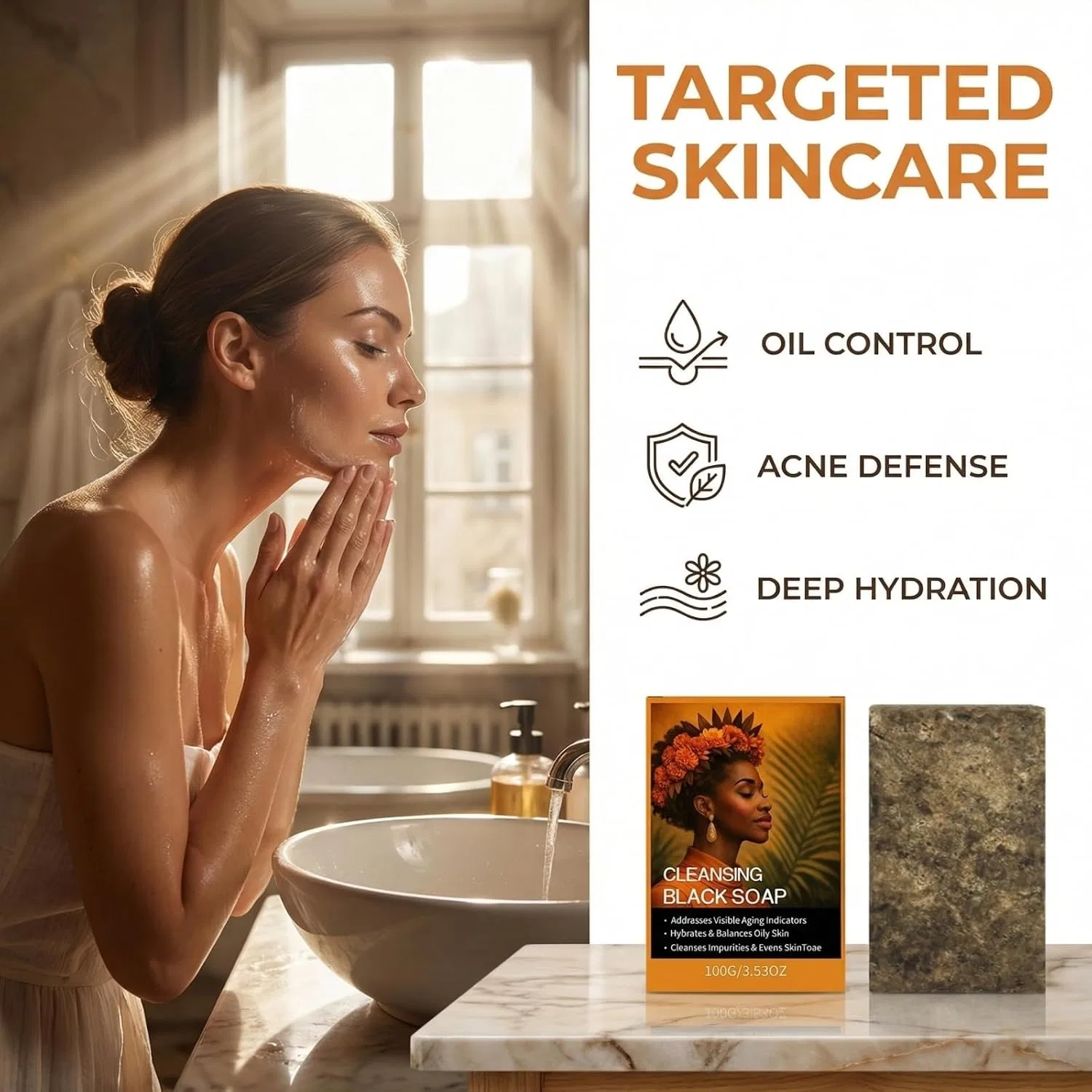 Твердое мыло для лица и тела, African Black Soap, VIONAIRE, 4 шт, 109 г — фото 4