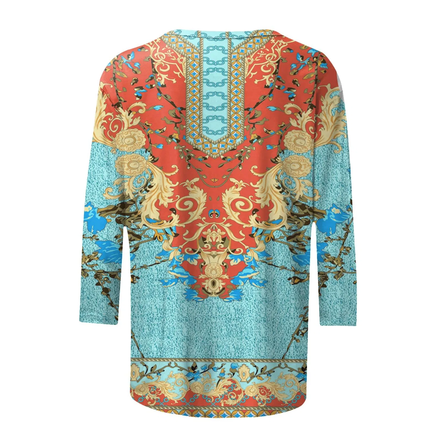 Женская футболка с принтом Plus Size T-Shirts 3/4 Sleeves, Sky Blue #4 — фото 3