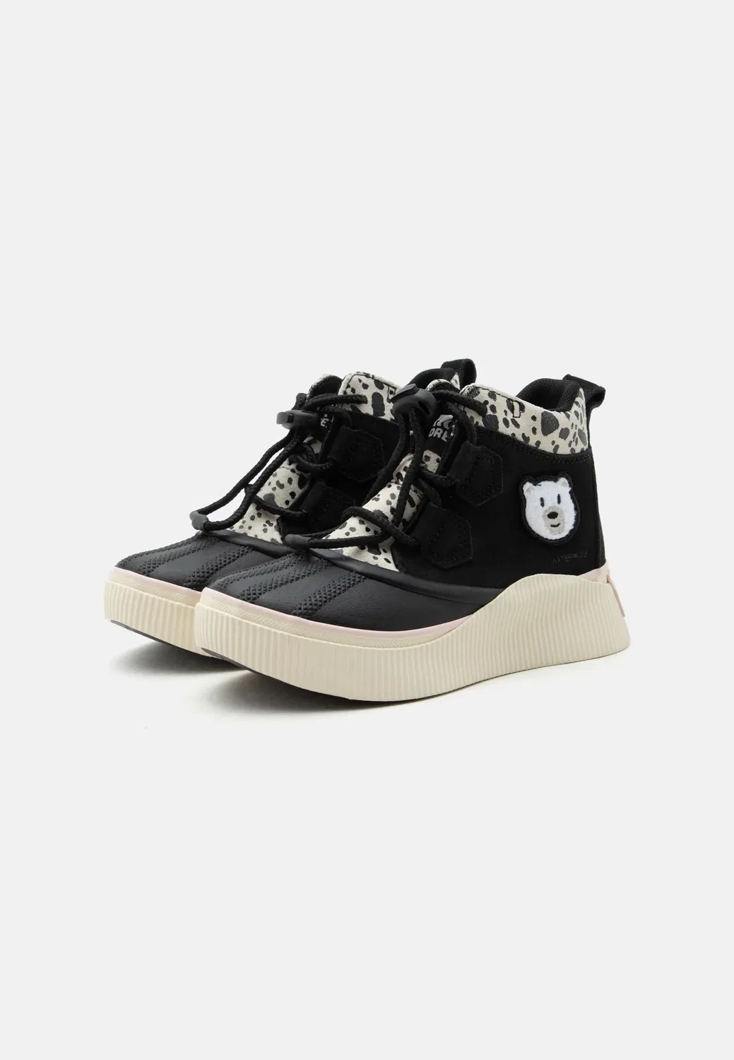 Детские классические унисекс ботинки на шнуровке Little kids out n about iv classic wp Sorel, Black/Pink Salt — фото 2